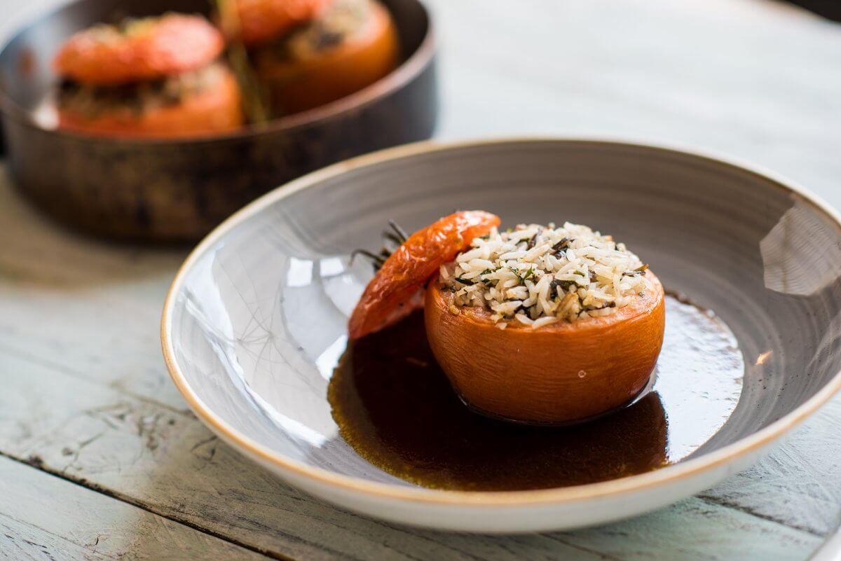 Basmati & Wild Rice Baked Tomato