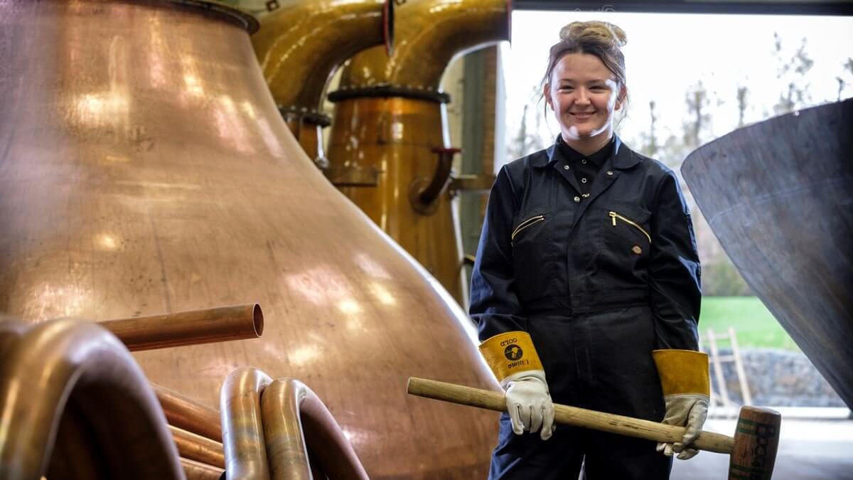 Diageo celebrates first female coppersmith recruit in Scotland