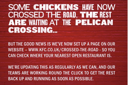 Over 600 KFC sites remain closed due to delivery crisis